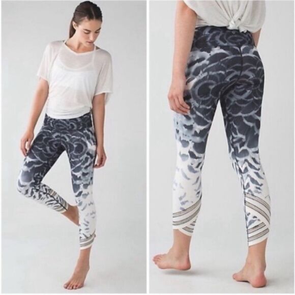 Lululemon Wunder Under Crop II Legging Pretty Plume Angel Wing Black Luon size 6 - Picture 5 of 11